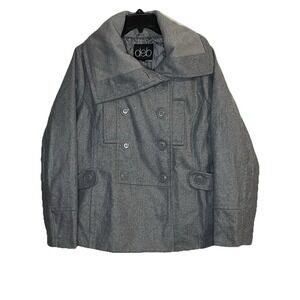 Vintage Deb Double Breasted Peacoat Women Plus 2X Gray Long Sleeve Lined Classic